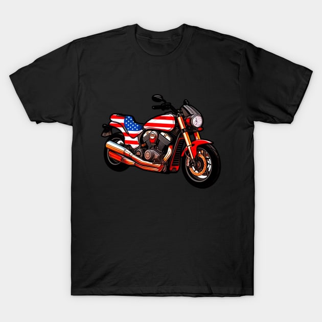 Stylish American Motorcycle T-Shirt by Marco Massano Art